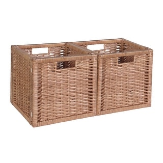 Noble Connect Set of 2 Full-Size Foldable Wicker Storage Basket- Natural