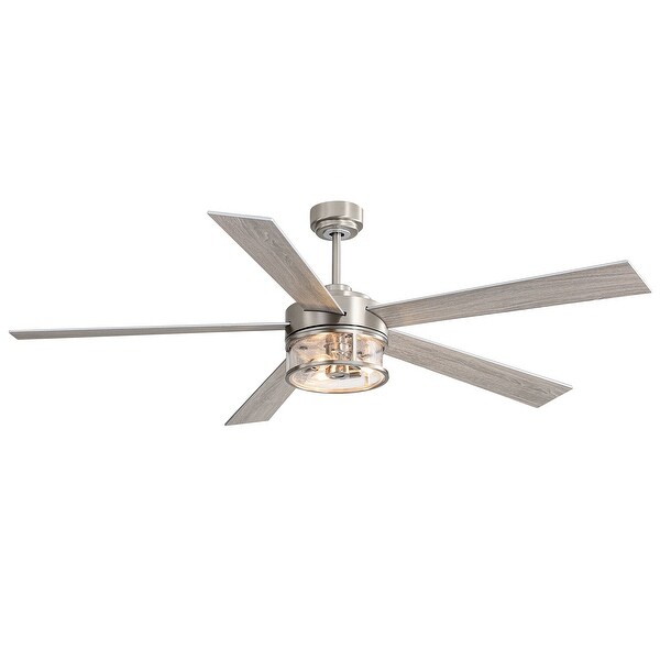 60" Farmhouse Ceiling Fan with Light Remote Control 5 Reversible Blade