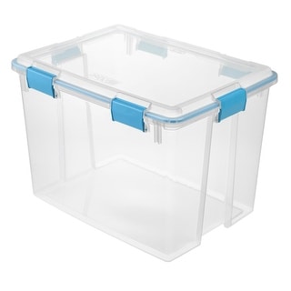 Sterilite 19384304 Storage Bin Clear with Blue Handle, 80 Quart