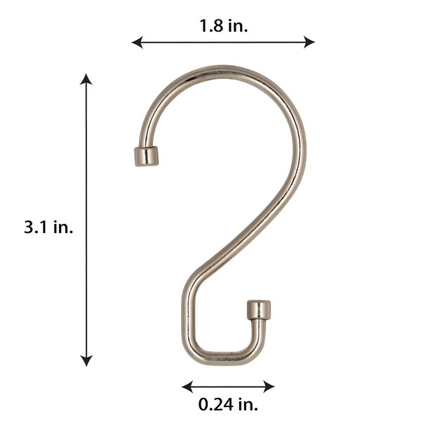 Bath Bliss 12 Pack S-Hook Shower Curtain Rings