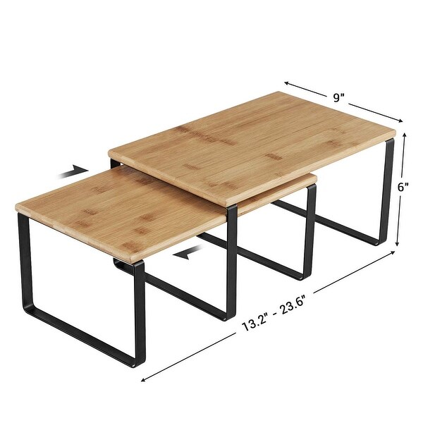 Cabinet Shelf Organizers, Set of 2 Countertop Organizers, Kitchen Counter Shelves, Stackable, Metal and Particleboard