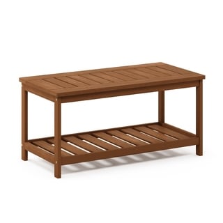 Furinno Tioman Hardwood Coffee Table with Shelf in Teak Oil