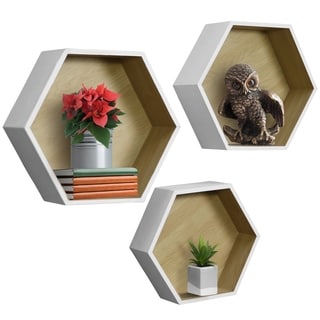 Sorbus Floating Shelf Hexagon Set - Honeycomb Wall Mounted Shelves