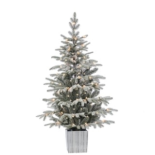 Gerson Iceland Fir Pre-lit 4.5-foot Potted Artificial Christmas Tree