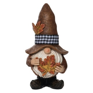 9" Brown and White Harvest Farmer Gnome Tabletop Figurine