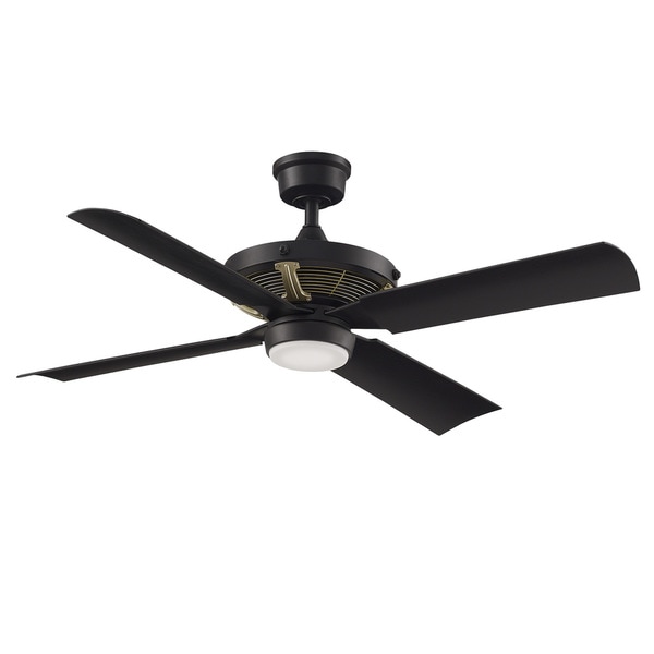 Fanimation Pickett 52 inch Ceiling Fan - Black with Satin Brass Accents and LED