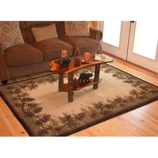 American Destination Mount Le Conte Pine Cone Lodge Rustic Area Rug
