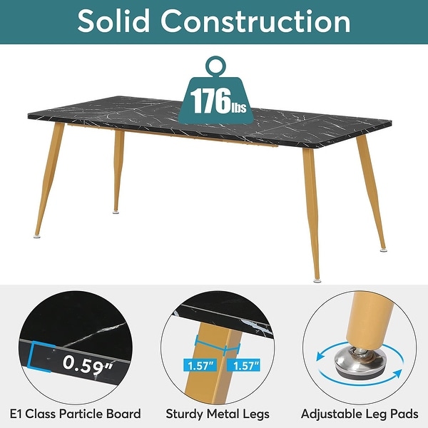 Industrial Dining Table for 6 to 8, Rectangular Kitchen Table