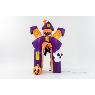 Joiedomi's 8.5ft Multicolor Polyester Indoor Outdoor Twisted Castle Archway Inflatable Decoration, Home Garden Seasonal Decor