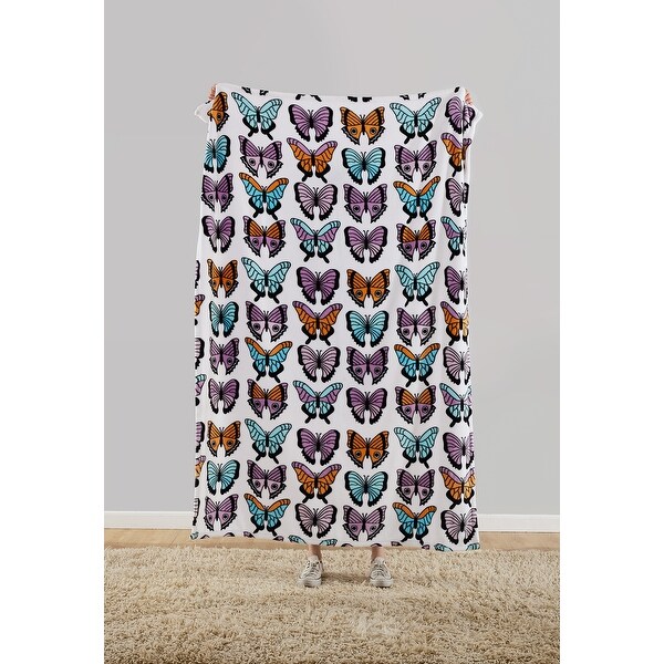 Jessica Simpson Multi Butterfly Purple Plush Throw