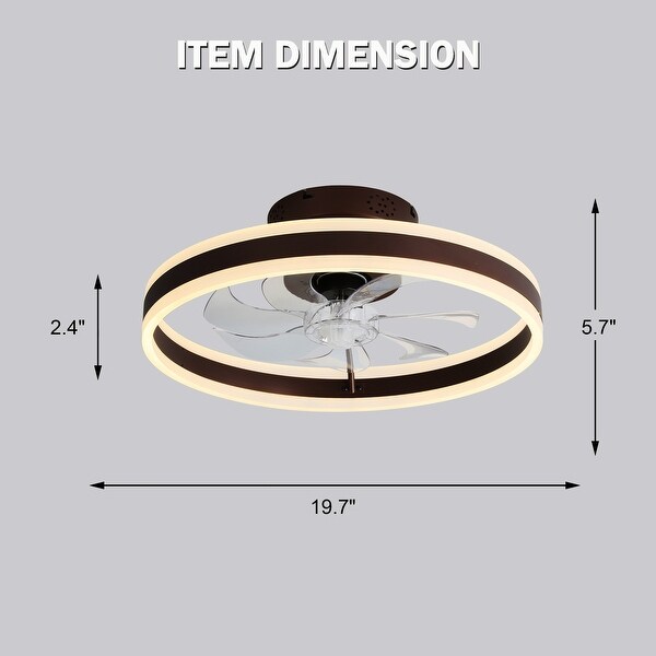 Flush Mount Ceiling Fan with Dimmable Light, 6-Speed Low Profile Ceiling Fan with Remote and APP Control