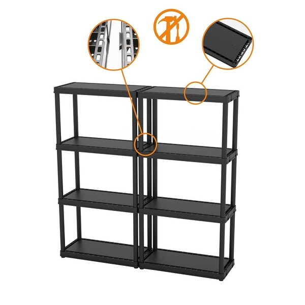 Gracious Living 4 Shelf Fixed Height Solid Organizing Storage Unit, (3 Pack) - 12.8