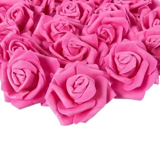 100-Pack Deep Pink Rose Artificial Flower Heads for Wedding Home Decorations