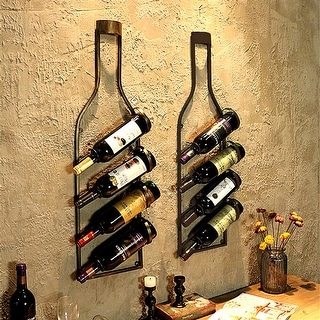 4-Layer Wall Mounted Wine Racks Bottles Holder Wine Storage Shelf - 4-Bottle