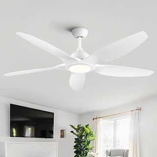 YUHAO 60 in. Integrated LED Indoor&Outdoor Matte White Ceiling Fan with Light Kit and Remote