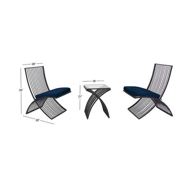 Black Metal Eclectic Outdoor Seating Set (Set of 3)
