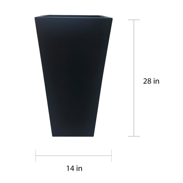 Black Lightweight Concrete Modern Tapered Rectangle Planter