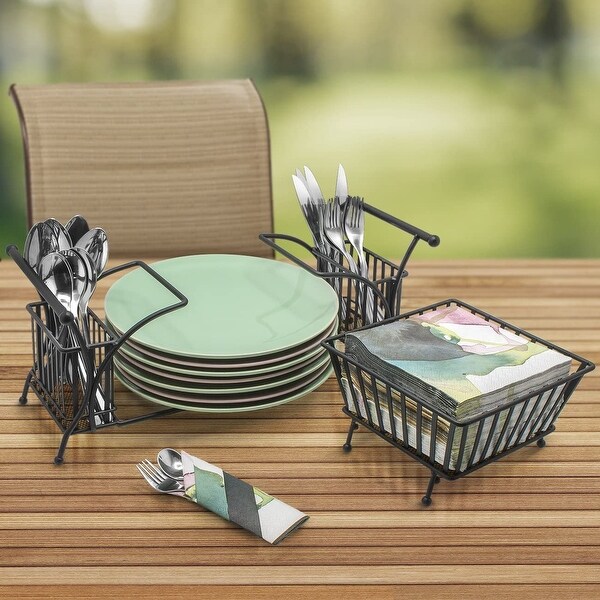 Utensil Buffet Caddy - Includes Napkin, Utensil and Plate Holder