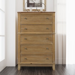 Modern Solid Wood Chest with 5 Drawers