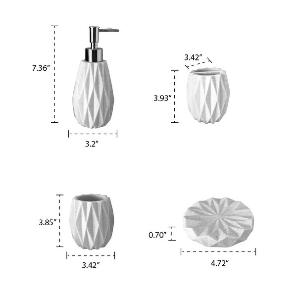 Kralix 4pc Diamond Resin Bath Accessory Set