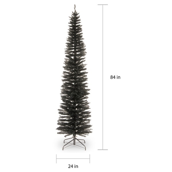 7-foot Black Tinsel Holiday Tree with Matching Stand