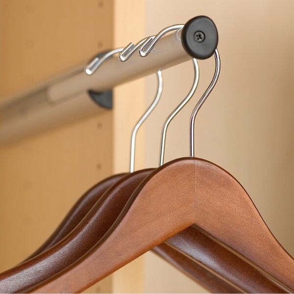 Rubberized Wood Suit Hanger w/ Walnut Finish and Solid Wood Bar, 17 Inch Flat Rubber Coated Hangers with Chrome Hook & Notches