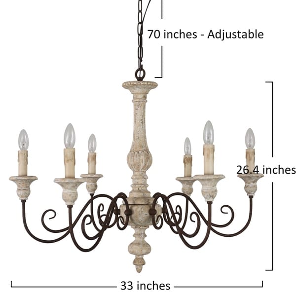 Oaks Aura French Country Candle-style,Royal Farmhouse Wooden Chandelier - 33 inches