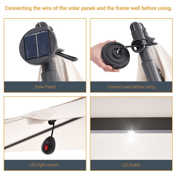 BONOSUKI 10ft Patio offset Umbrella Hanging Umbrella With LED Lights