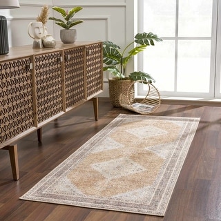 Reseca Oriental Traditional Vintage Distressed Machine Washable Area Rug