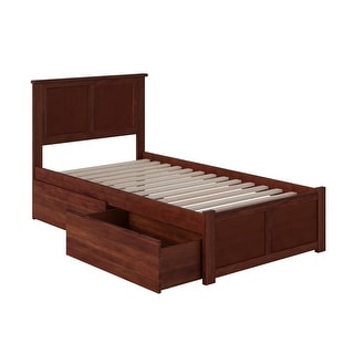 Madison Twin XL Platform Bed with Footboard and 2 Drawers in Walnut