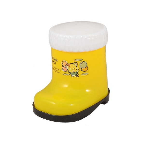 Yellow Lovely Boot Plastic Toothpick Holder w White Case - Yellow Black - 3.5" x 3.5" x 2.2"(L*H*D)