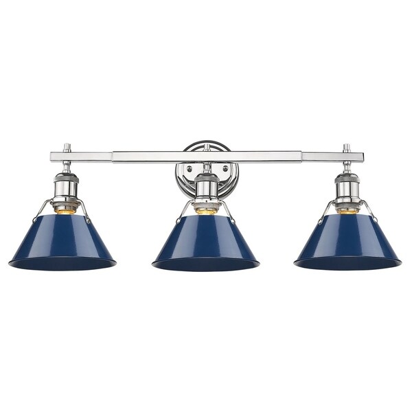 Orwell CH 3 Light Bath Vanity in Chrome with Navy Blue Shades - Chrome with Navy Shade