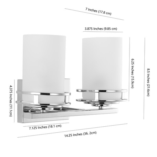 Magnolia 3-Light Metal/Frosted Glass Contemporary Glam LED Vanity Light, by JONATHAN Y