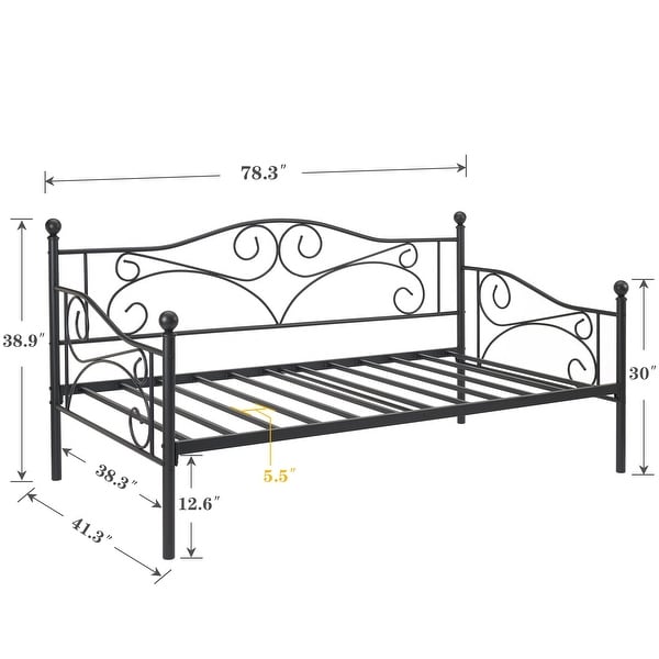 VECELO Modern Daybed Metal Platform Bed Frame Twin Size