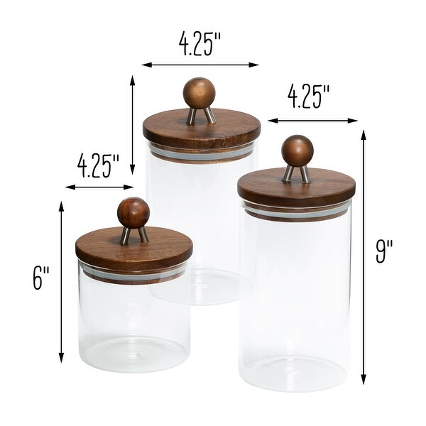 Acacia and Glass Kitchen Canisters (Set of 3)