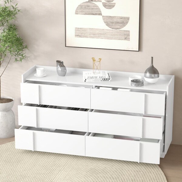 Brooklyn 60 inch Bedroom 6-drawer Dresser in glossy white