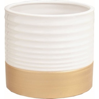 White With Gold Base Planter