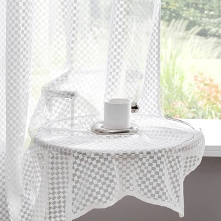 Deconovo Sheer Knitted Plaid Curtain (2 Panel)