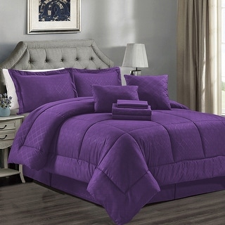 8/10 Piece Purple Plaid Comforter Set