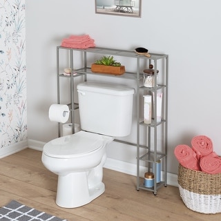 Satin Nickel Steel 5-Tier Over-the-Toilet Storage Shelf