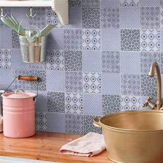 Merola Tile Classico 4" Blue 1.63" x 1.63" Porcelain Mosaic Tile