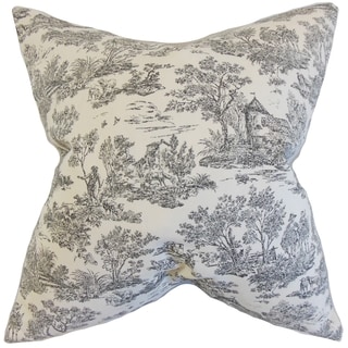 Ramira Charcoal Toile 18-inch Feather Filled Throw Pillow