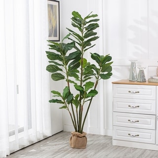 Fiddle Leaf Fig Faux Tree in pot (Set of 2) - Green - 73.23'' H x 31.1'' W x 20.47'' D