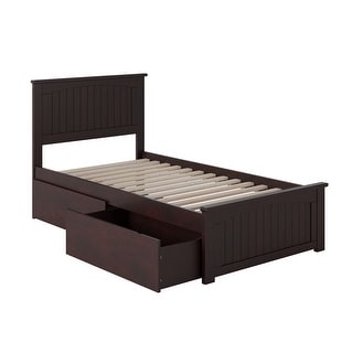 Nantucket Twin XL Platform Bed with Matching Foot Board with 2 Urban Bed Drawers in Espresso