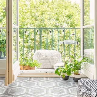 Merola Tile BioTech Bardiglio Hex Deco 11" x 13" Porcelain Floor and Wall Tile