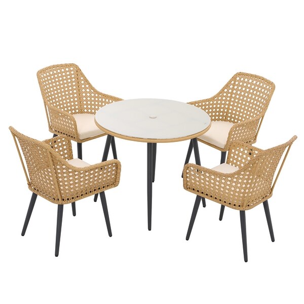 5-Piece Wicker Dining Set Outdoor Patio Dining Set