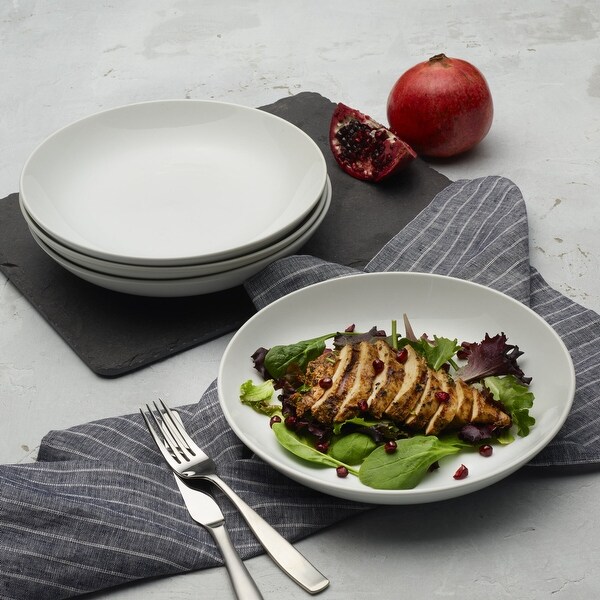 Everyday White by Fitz and Floyd Dinner Pasta Bowls, 48-Ounce Set of 4, White - 48 Ounce