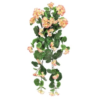 Peach Artificial Hanging Geranium Flower Stem Spray Bush 30in - 30" L x 12" W x 7" DP