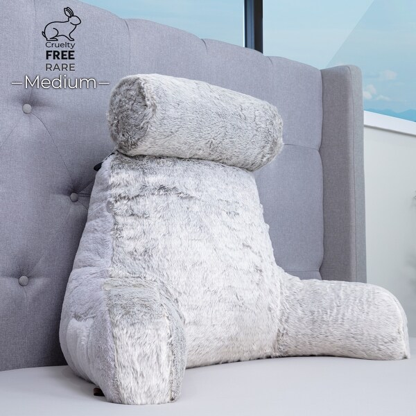 Medium Husband Pillow Cover Only - Rare Baby Arctic Grey Wolf Fur Backrest Pillowcase Set