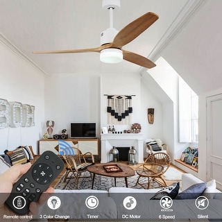 Oaks Aura 52 in. LED Solid Wood Reversible Scandi-Japanese Ceiling Fan With Latest DC Motor Technology